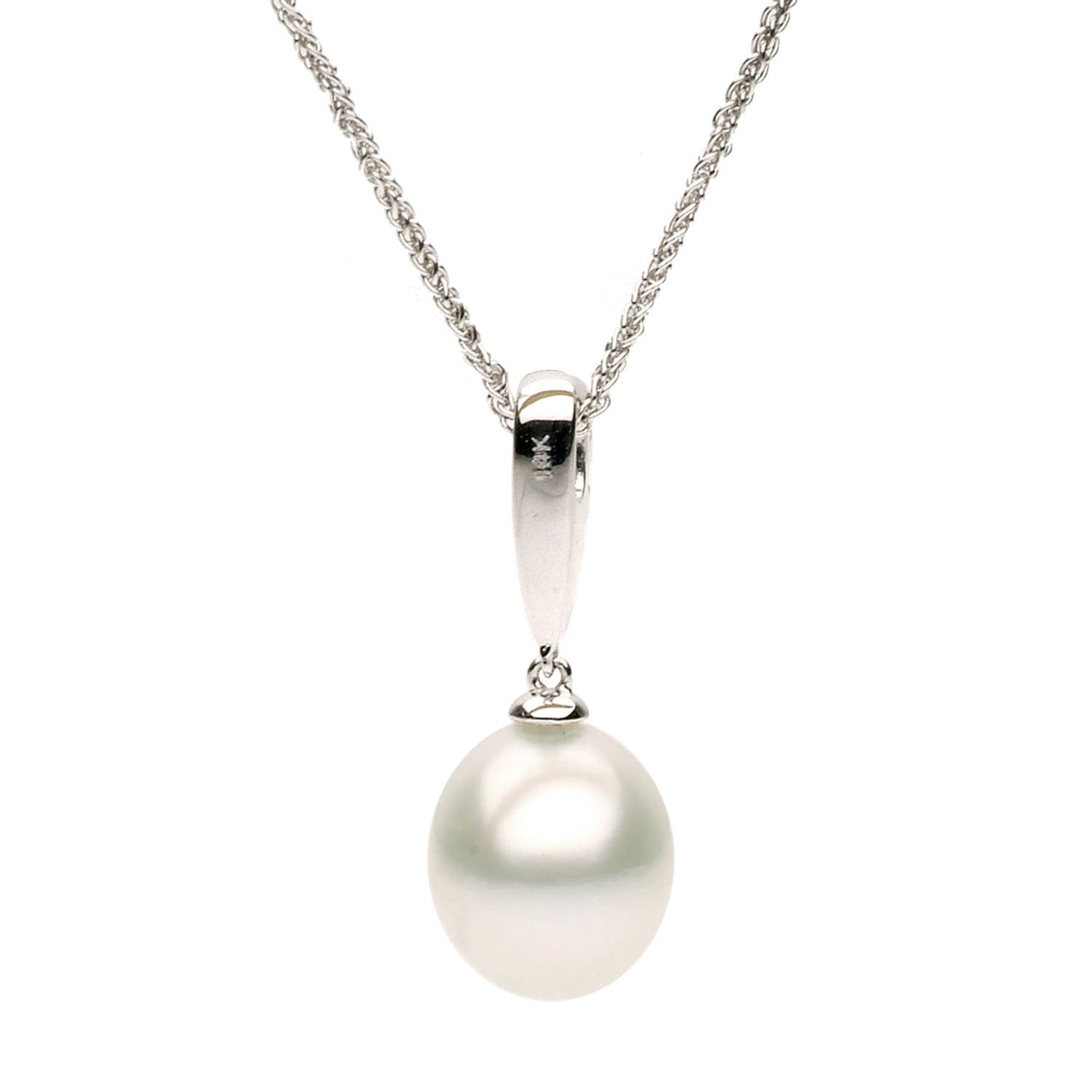 14K Rose Gold South Sea Pearl Pendant, 10-11mm, 0.15ct