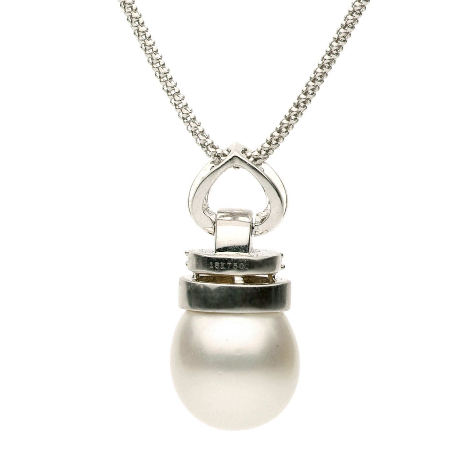 18K White Gold South Sea Pearl Pendant, 13-14mm, 0.29ct