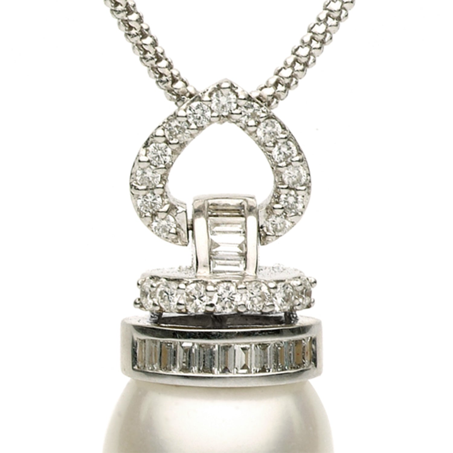 18K White Gold South Sea Pearl Pendant, 13-14mm, 0.29ct