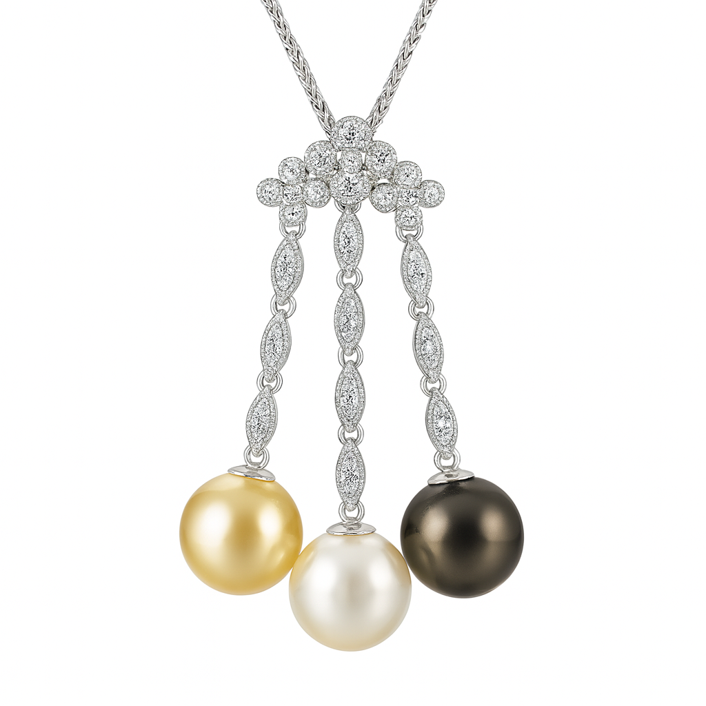 18K White Gold WBG Pendant, 9-10mm, 0.29ct