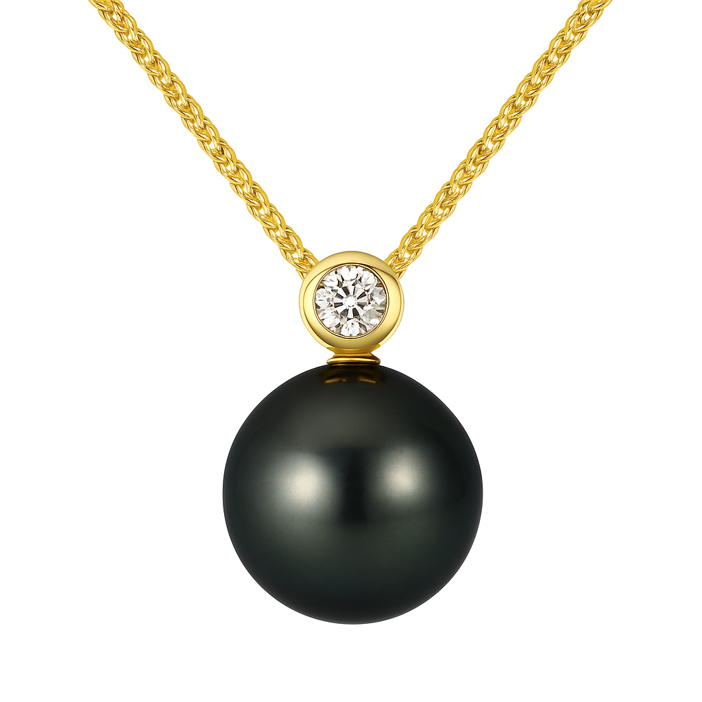 18KY Tahitian Pearl Pendant, 9-10mm