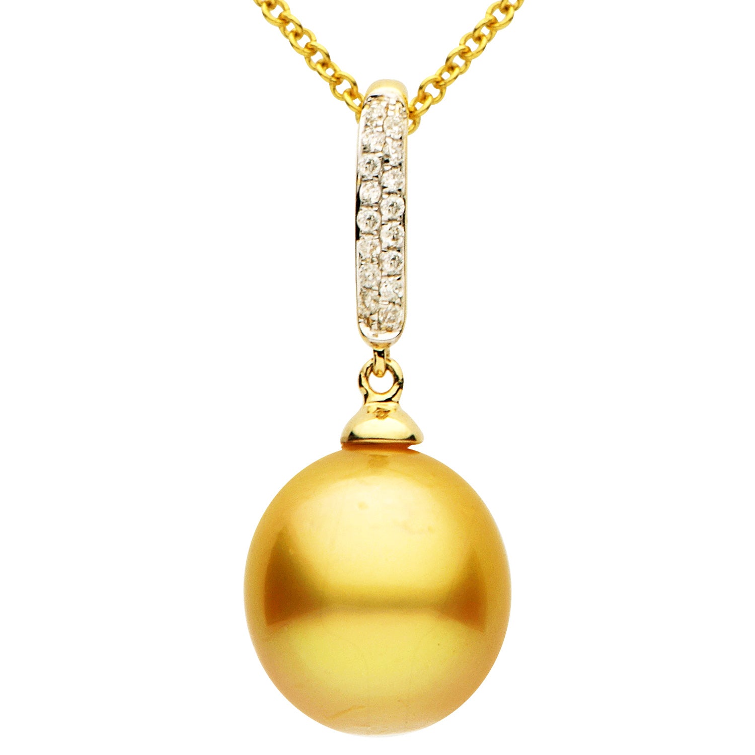 14KY Golden South Sea Pearl Pendant, 9-10mm