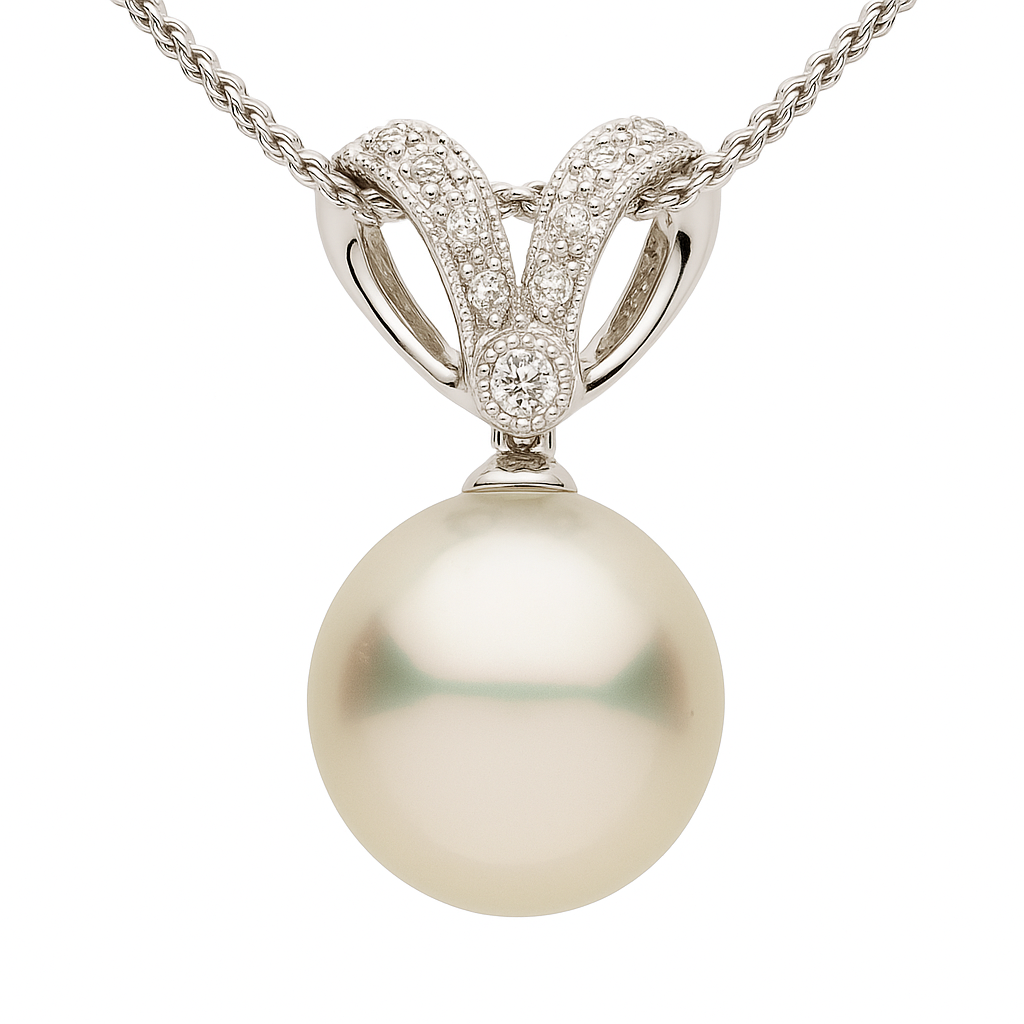 14K White Gold South Sea Pearl Pendant, 12-13mm