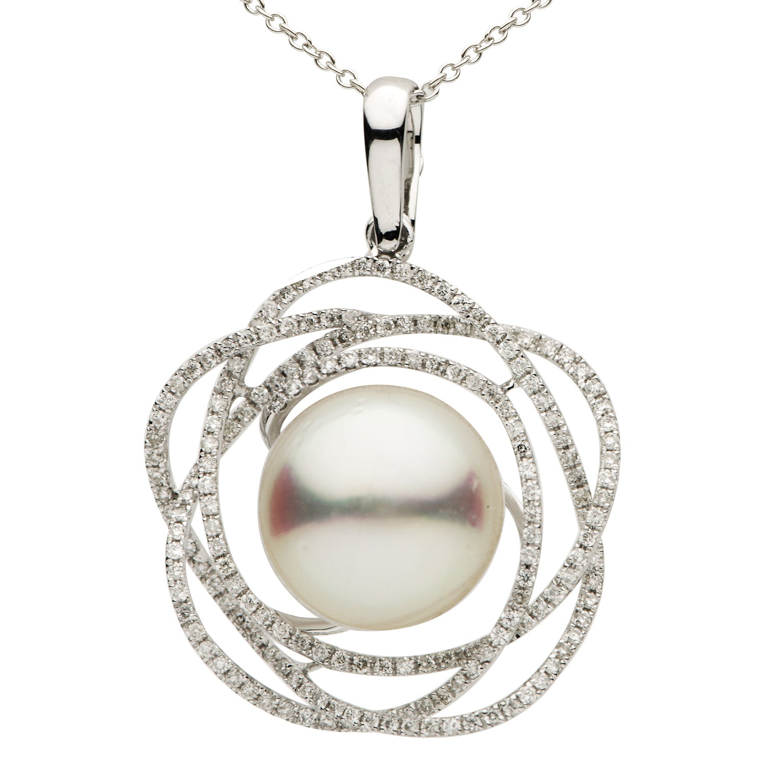 18KW White South Sea Pearl Pendant, 13-14mm