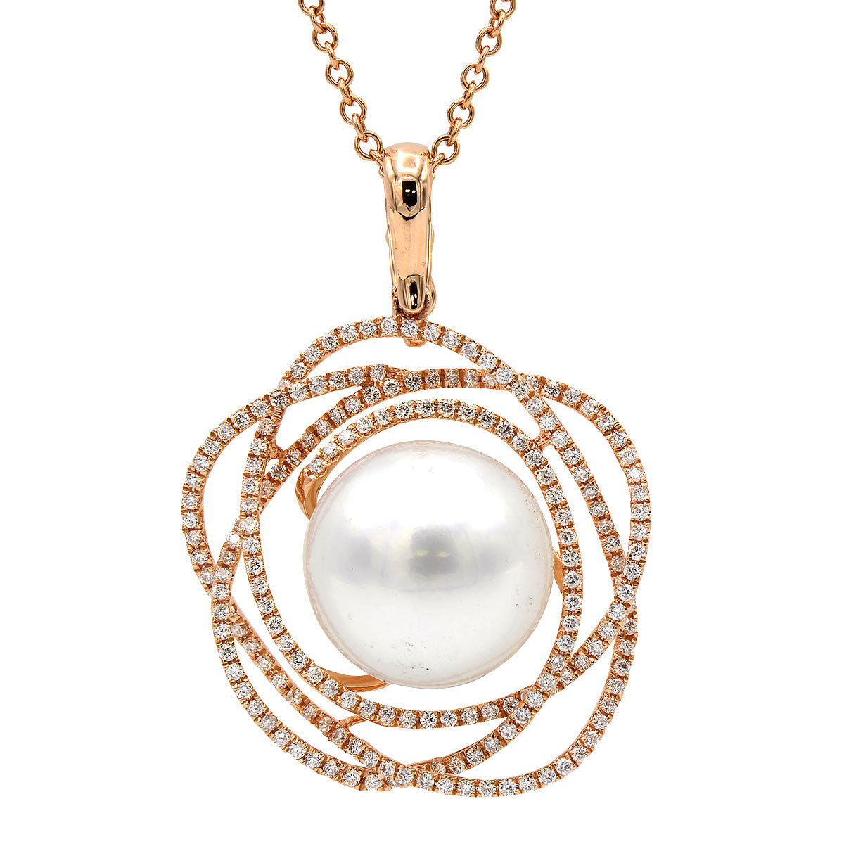 18KR White South Sea Pearl Pendant, 13-14mm