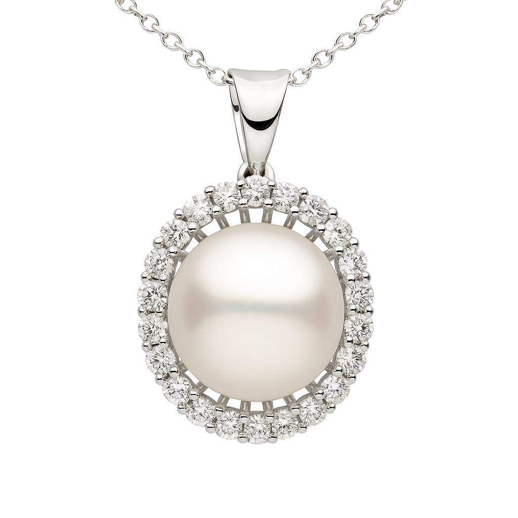 18K White Gold South Sea Pearl Pendant, 11-12mm