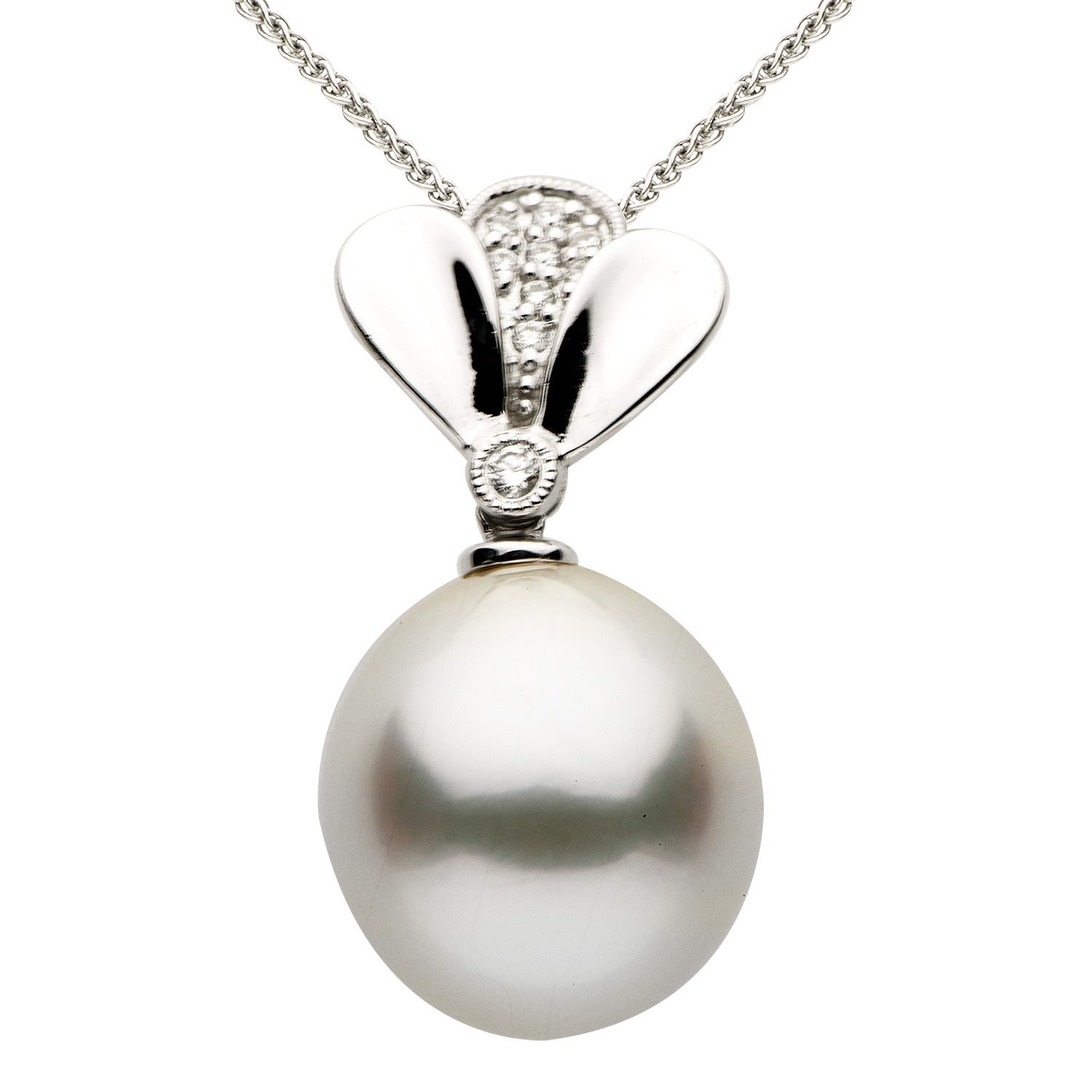 14KW White South Sea Pearl Pendant, 12-13mm