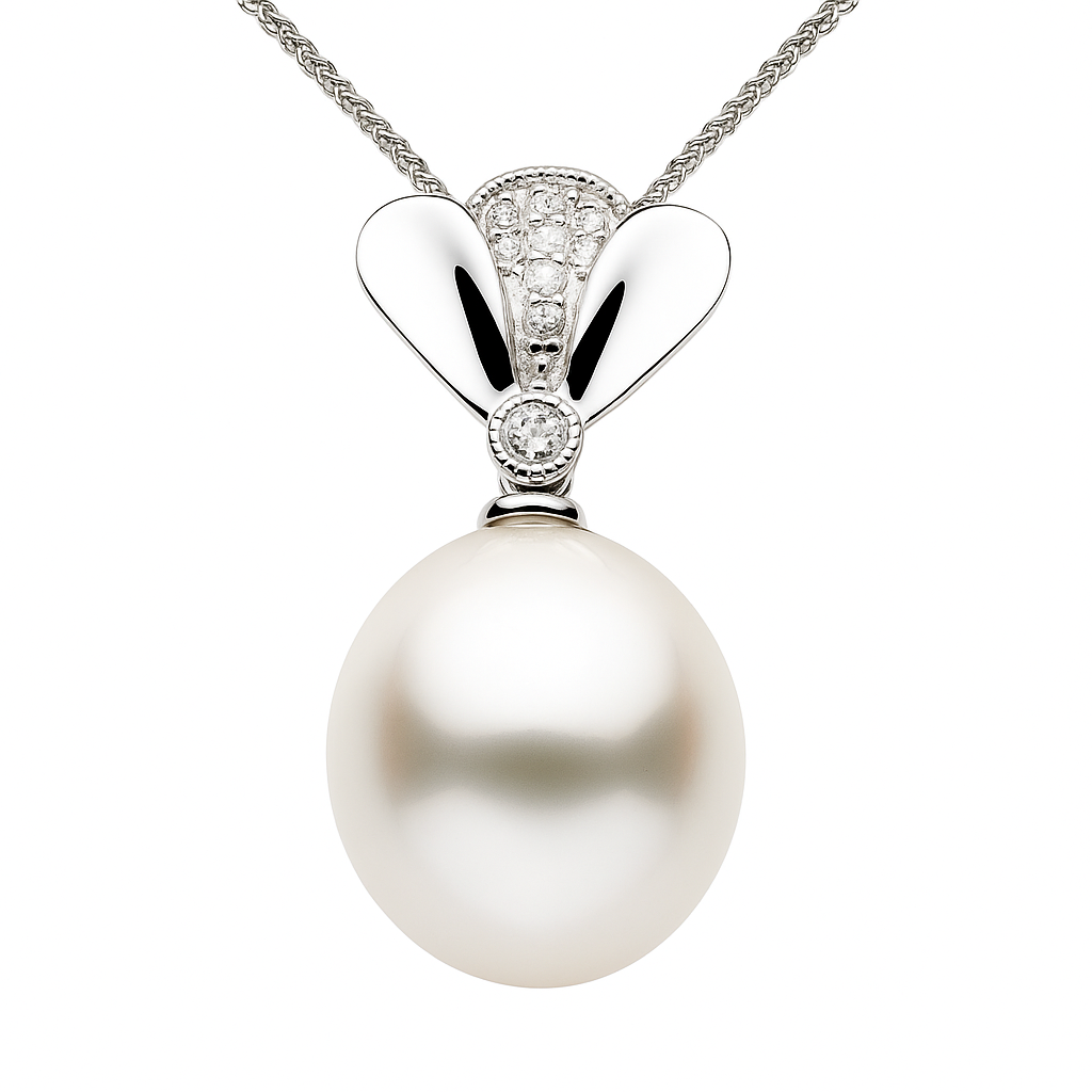 14K White Gold South Sea Pearl Pendant, 12-13mm