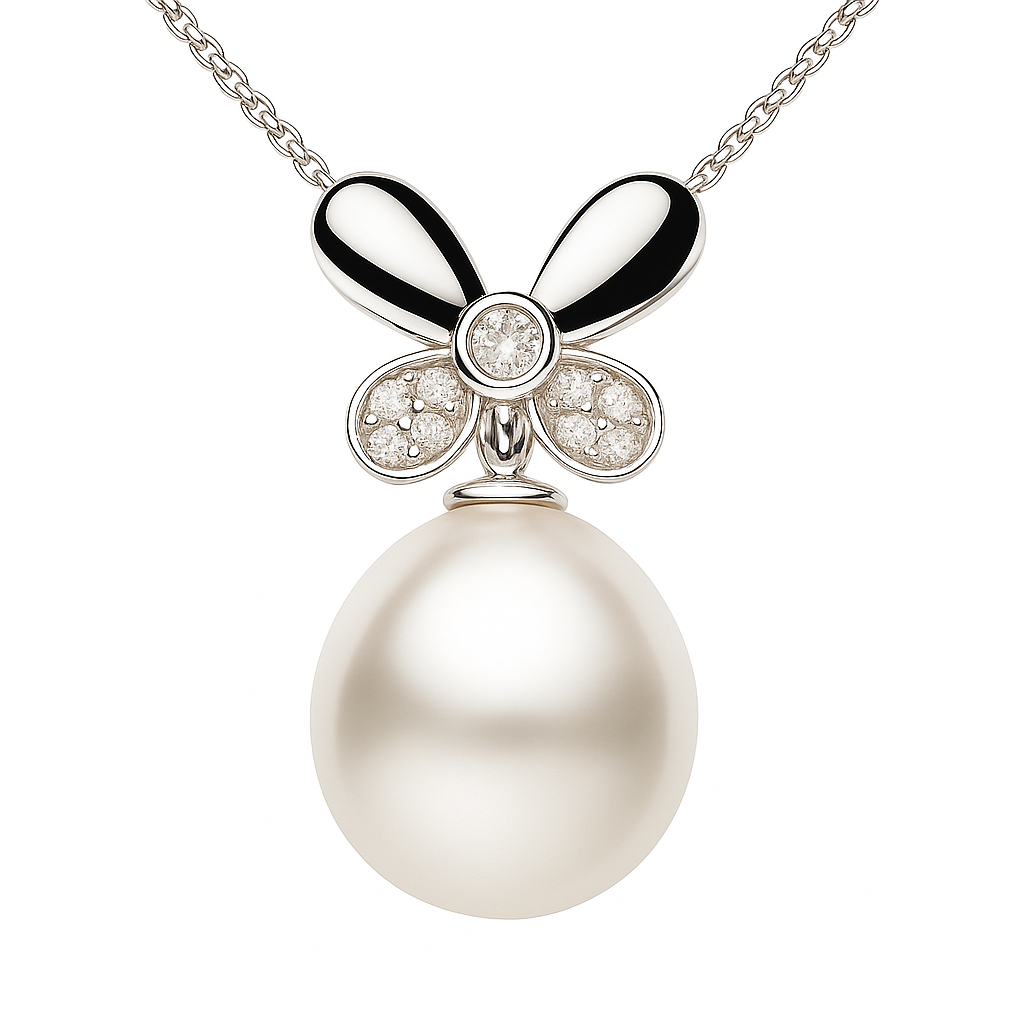 14K White Gold South Sea Pearl Pendant, 12-13mm