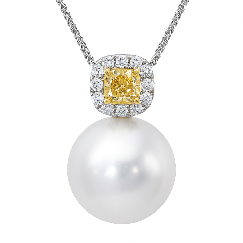 18K White Gold South Sea Pearl Pendant, 14-15mm