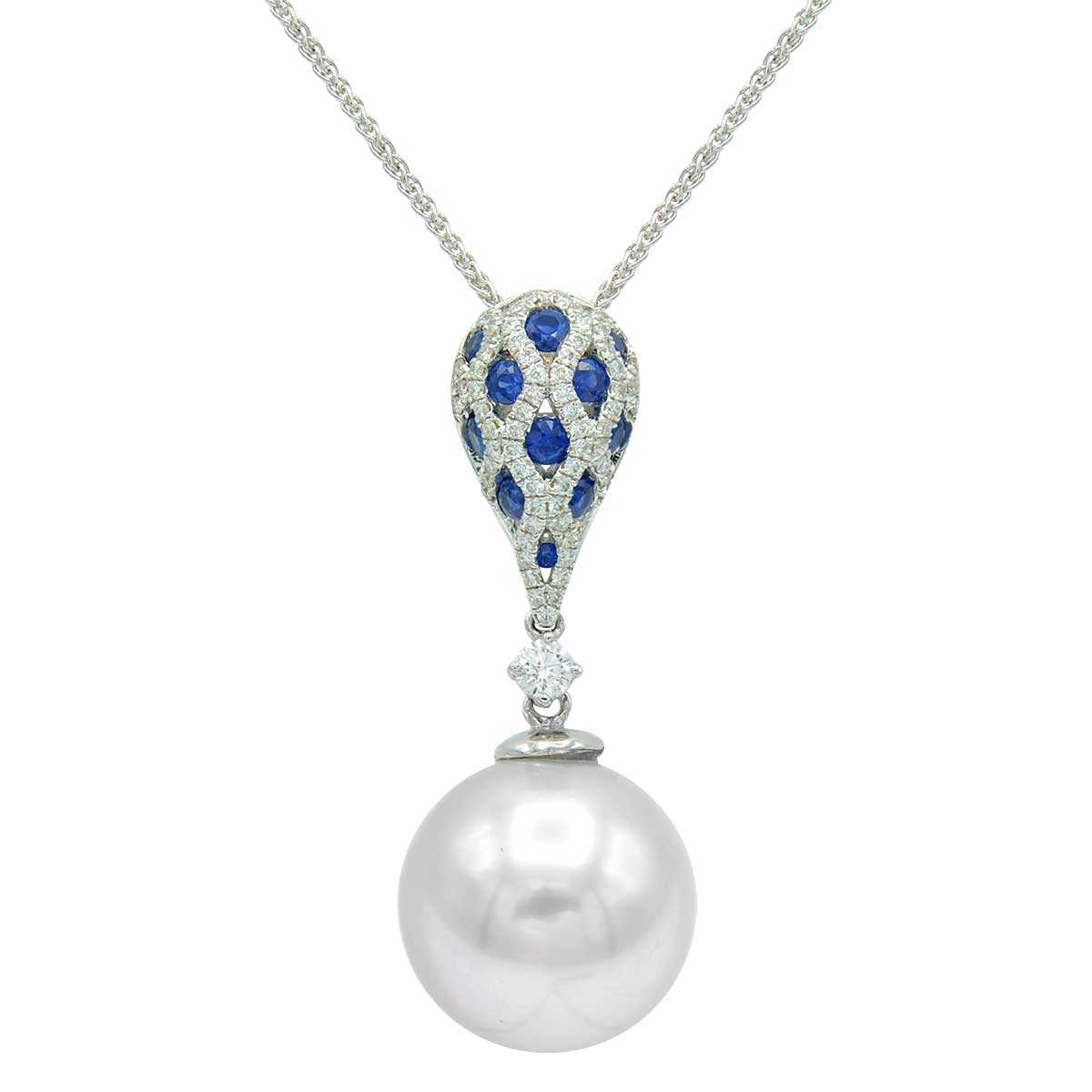 18KW White South Sea Pearl pendant, 13-14mm