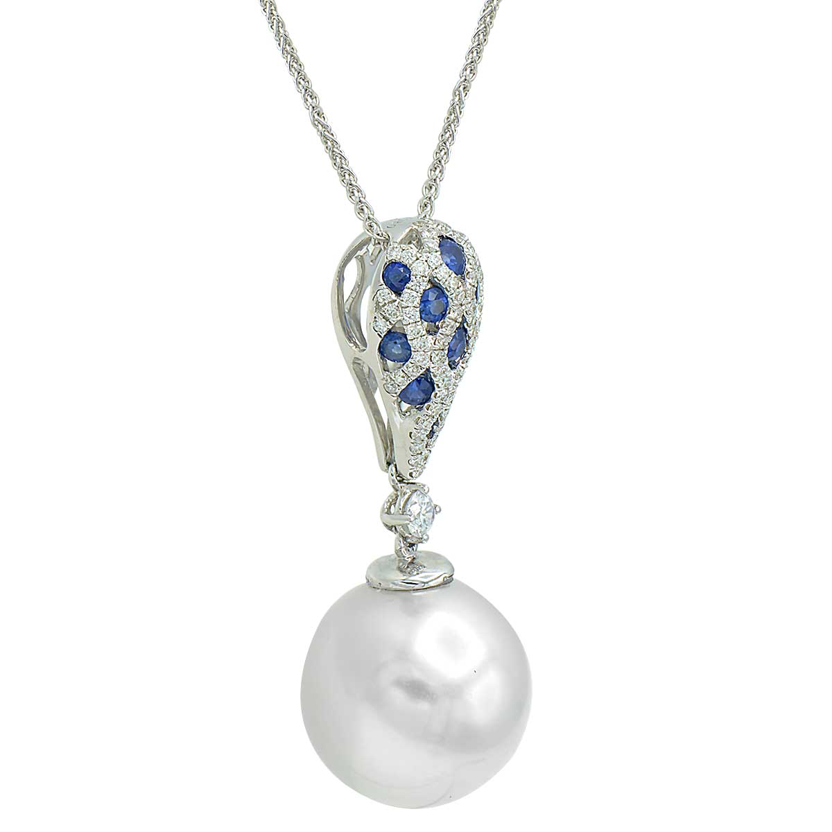 18KW White South Sea Pearl pendant, 13-14mm