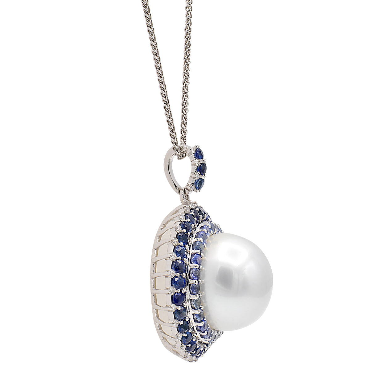 18KW White South Sea Pearl Pendant, 13-14mm