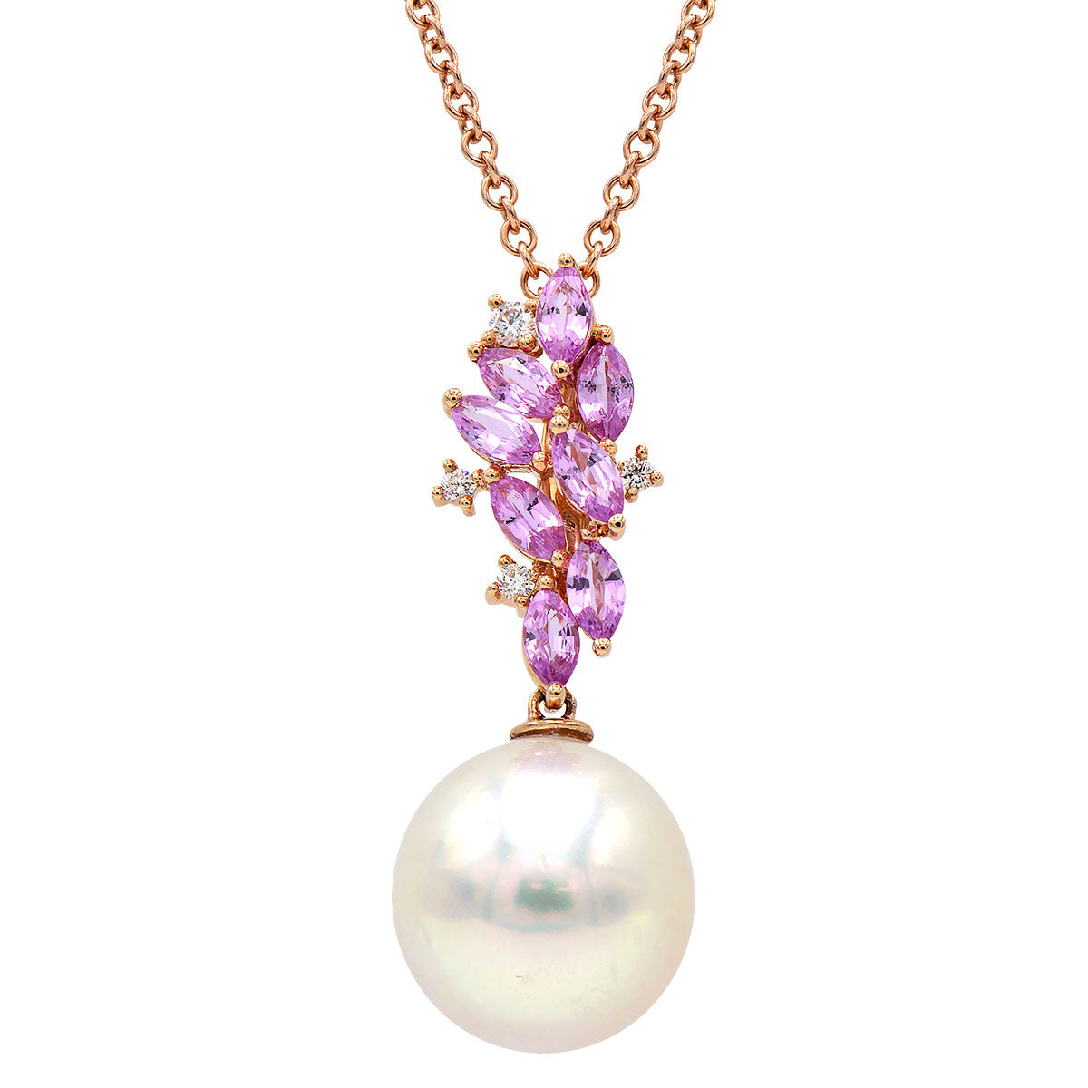 18KR White South Sea Pearl Pendant, 12-13mm