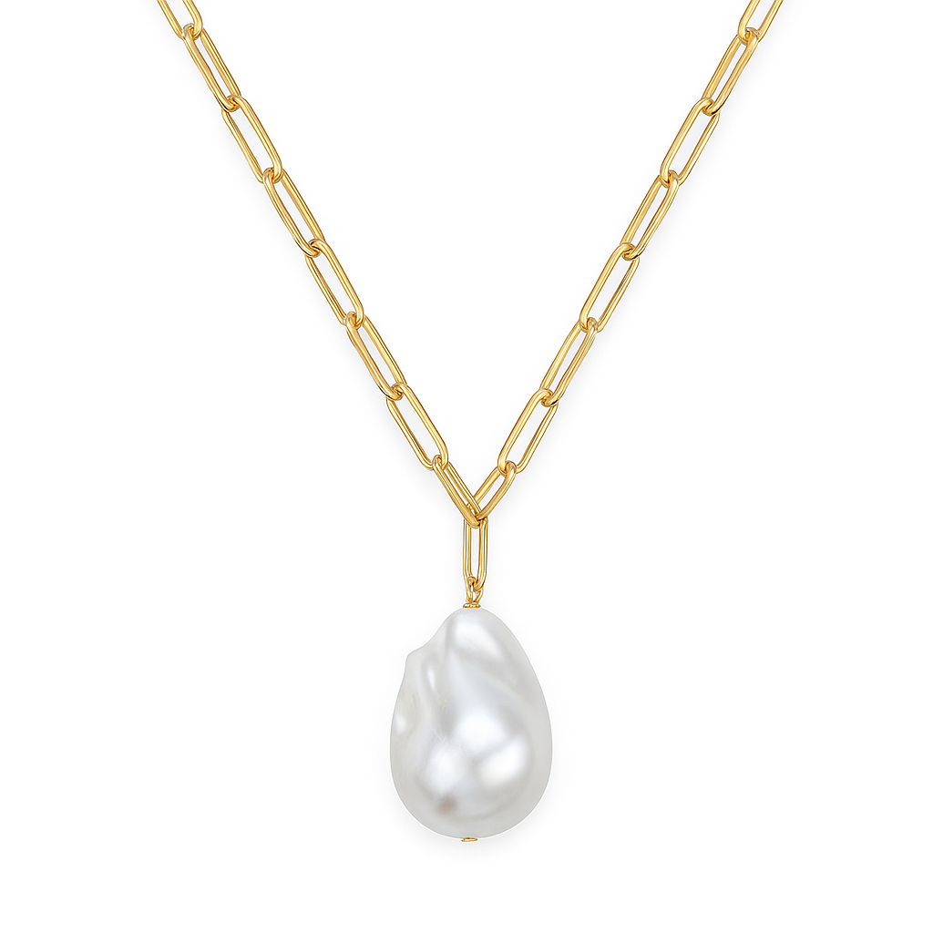 14K Yellow Gold Freshwater Pearl Pendant, 13-14mm