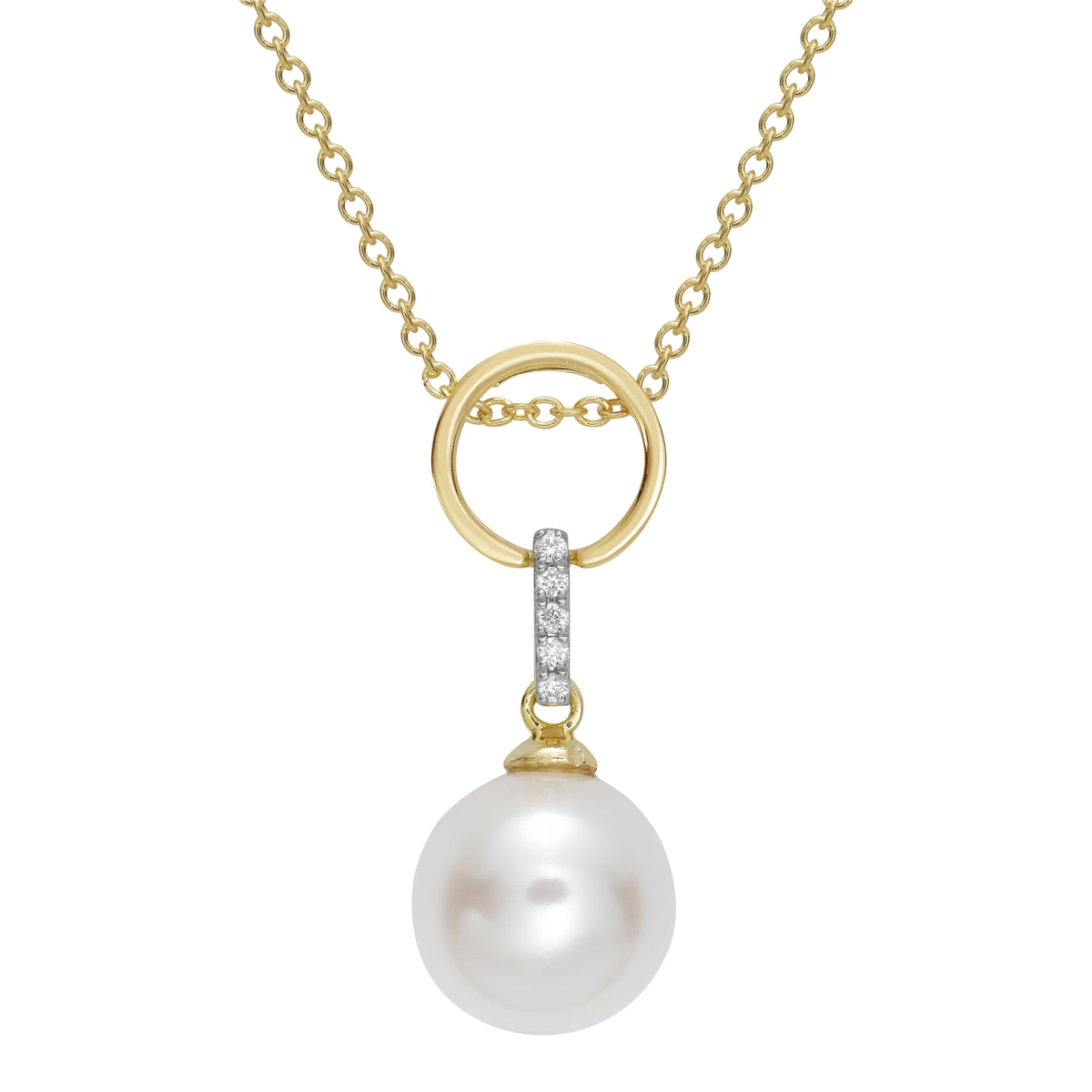 P012639Y - Pendant 14KY/1.8G 5RD-0.02CT W.FW 8-9mm