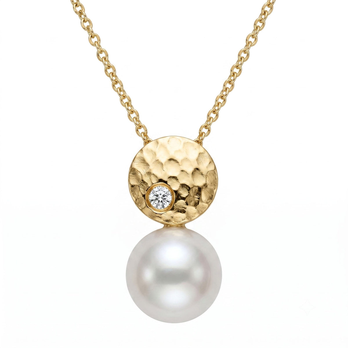 P012646Y-F - Pendant 14KY-0.56G 2D-0.03ct W.FW 8-9mm