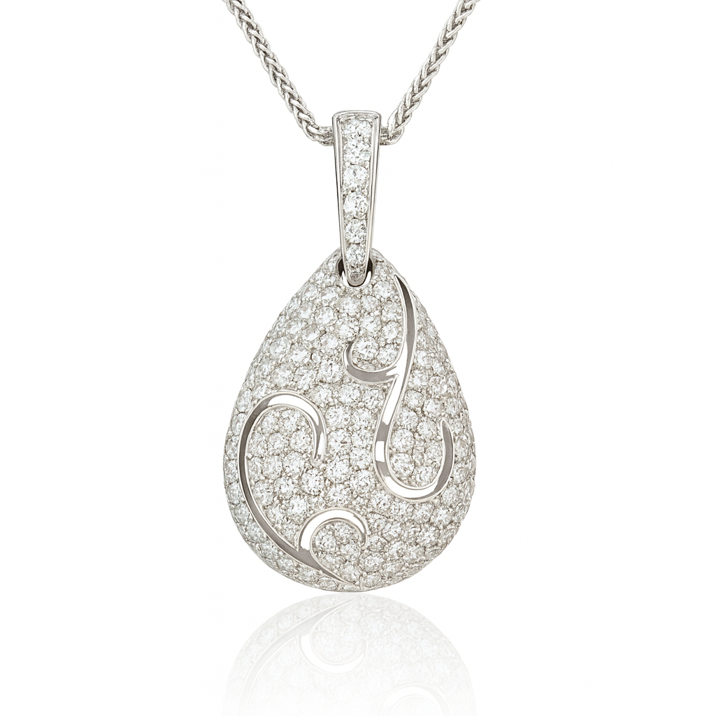 18K White Gold Diamond Pendant