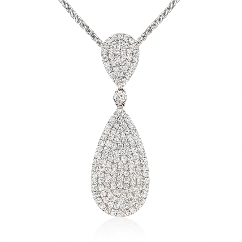 18K White Gold Diamond Pendant, 1.69ct
