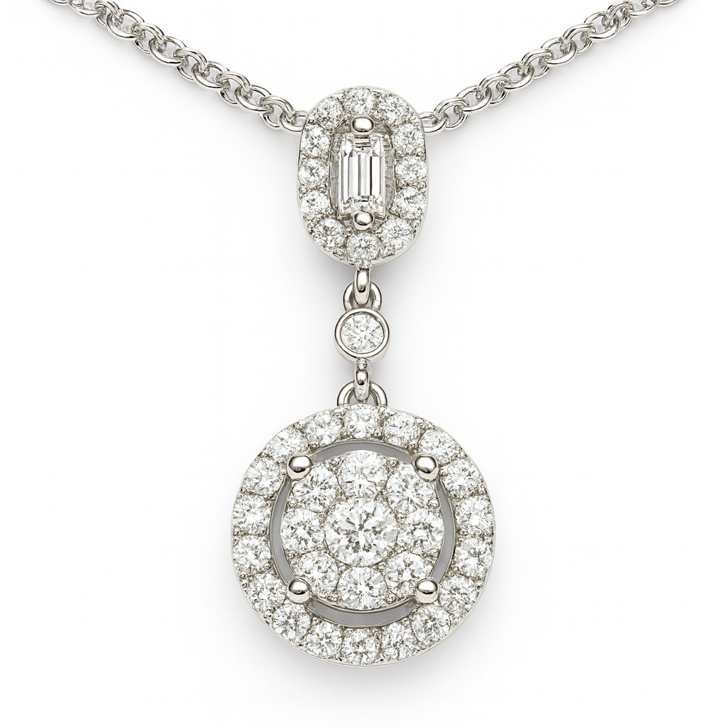 18K White Gold Diamond Illusion Pendant, 0.58ct