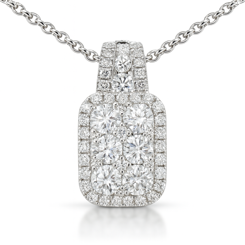 18K White Gold Diamond Pendant, 1.08ct
