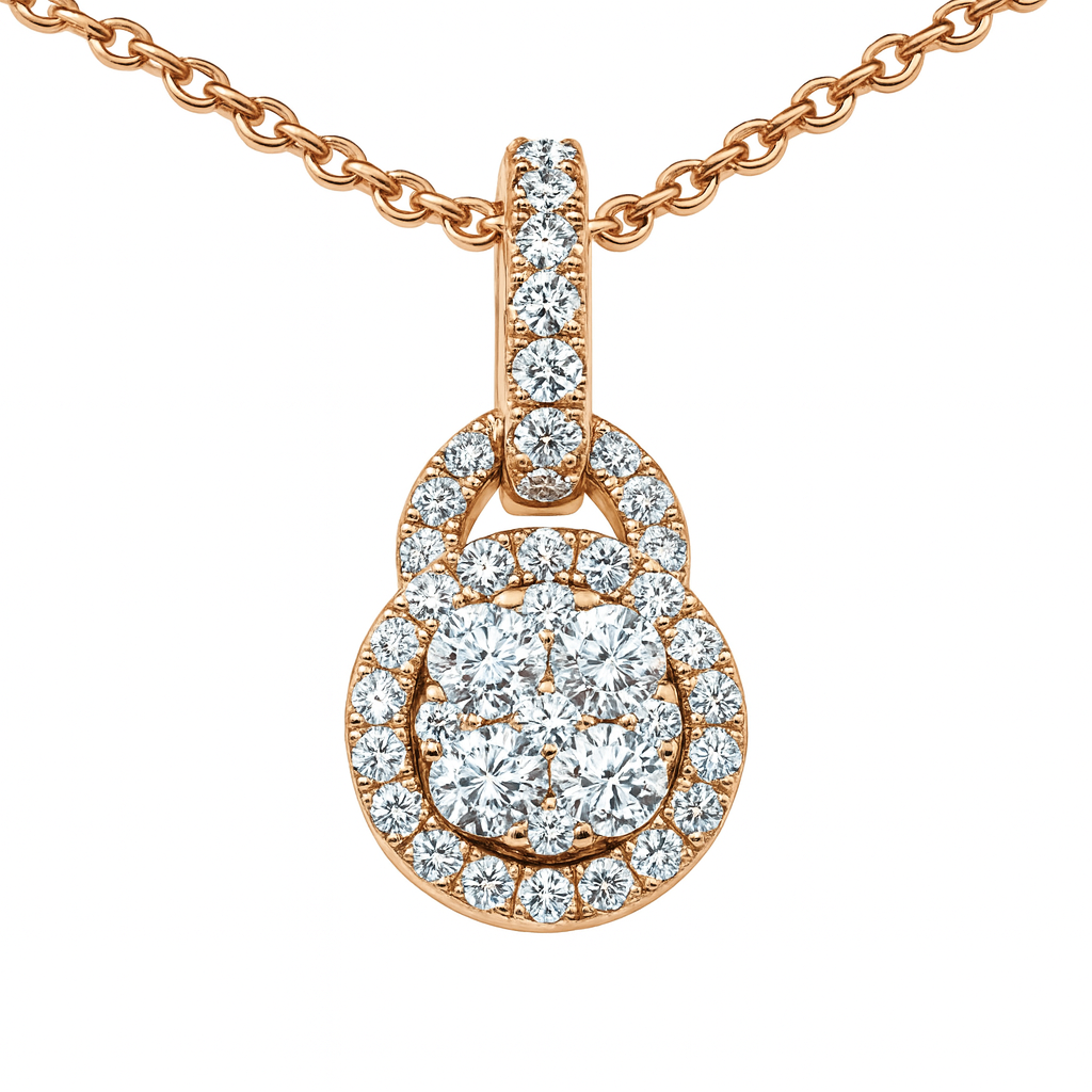 18K Rose Gold Diamond Illusion Pendant, 0.37ct