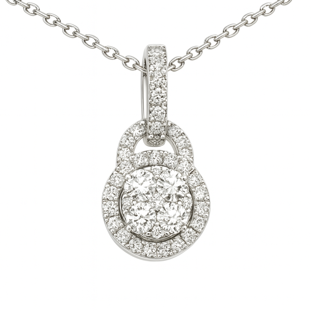 18K White Gold Diamond Illusion Pendant, 0.34ct