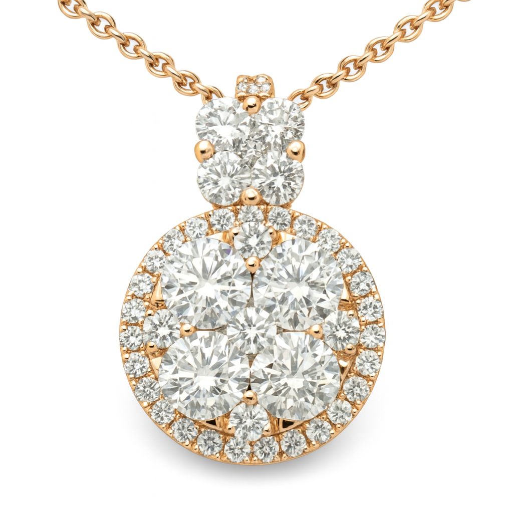18K Rose Gold Diamond Illusion Pendant, 1.26ct