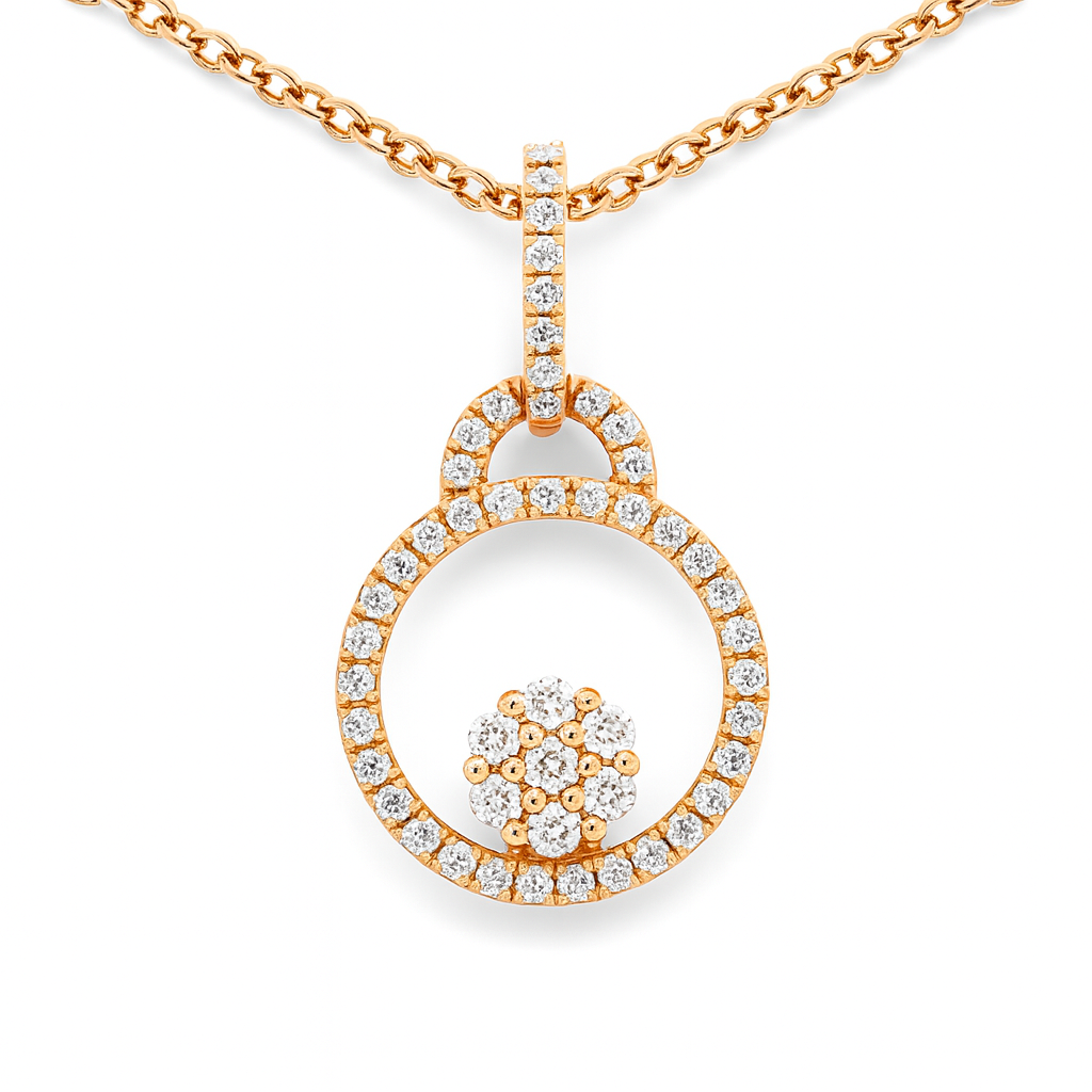 18K Rose Gold Diamond Illusion Pendant, 0.15ct