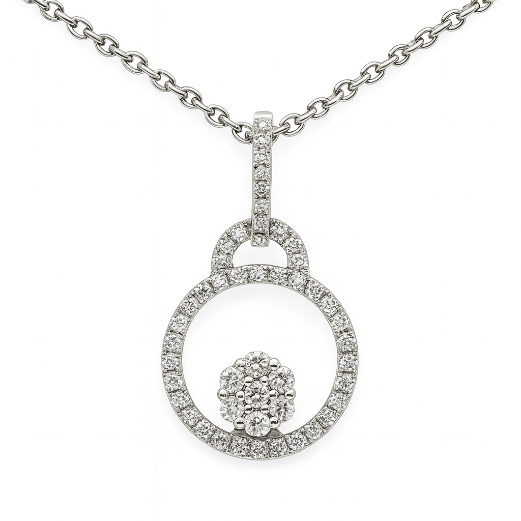 18K White Gold Diamond Illusion Pendant, 0.17ct
