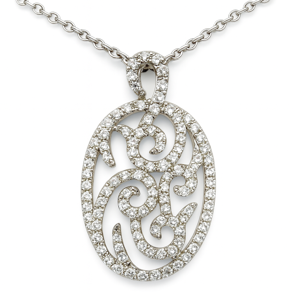 18K White Gold Diamond Pendant, 0.78ct