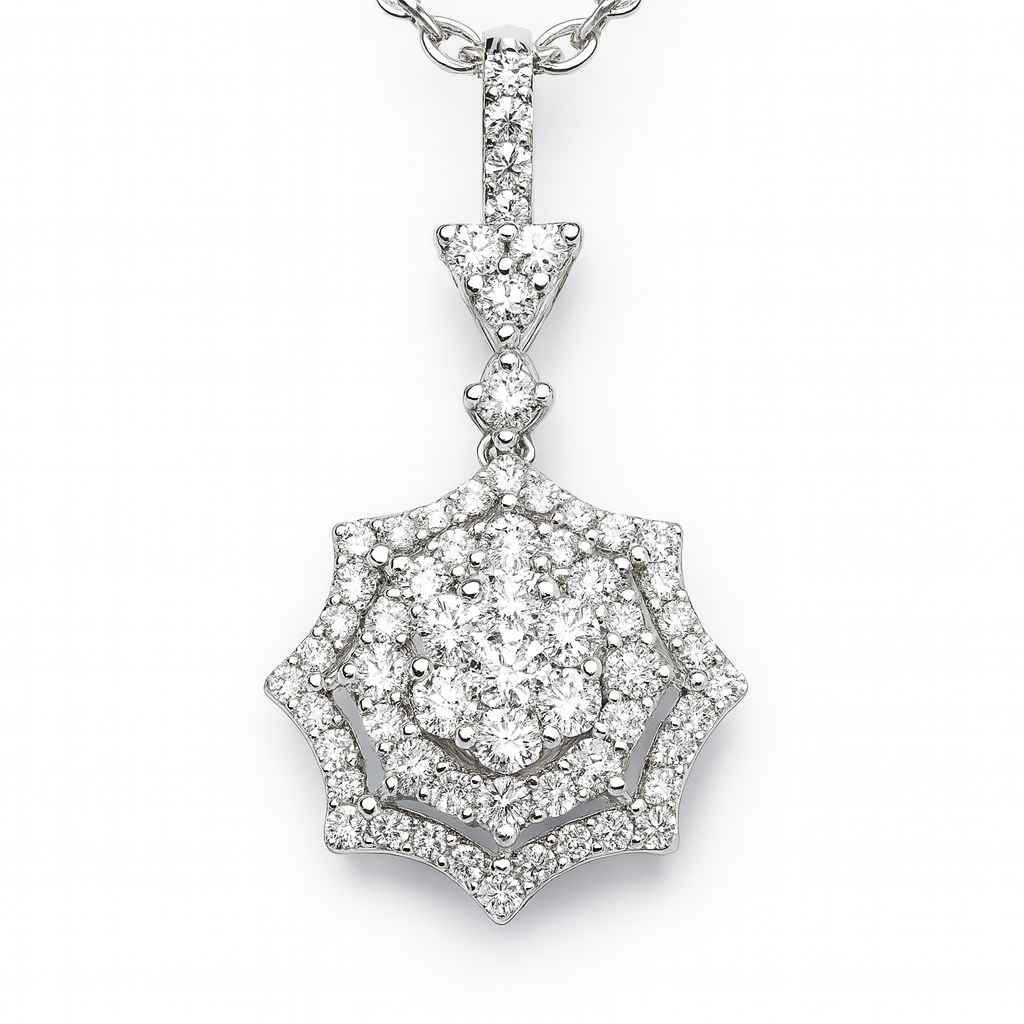 18K White Gold Diamond Pendant, 0.94ct
