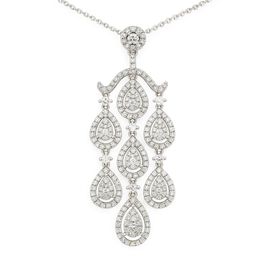 18K White Gold Diamond Pendant, 1.68ct