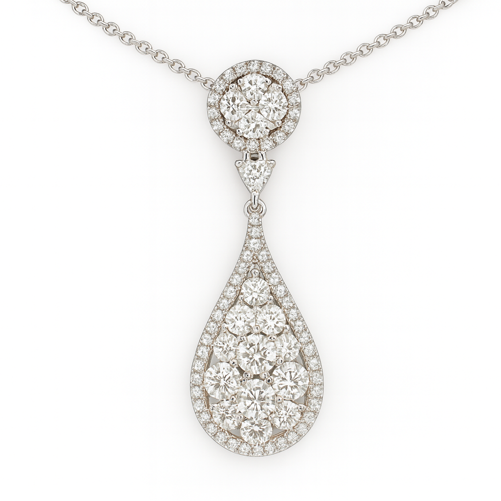 18K White Gold Diamond Pendant, 0.9ct