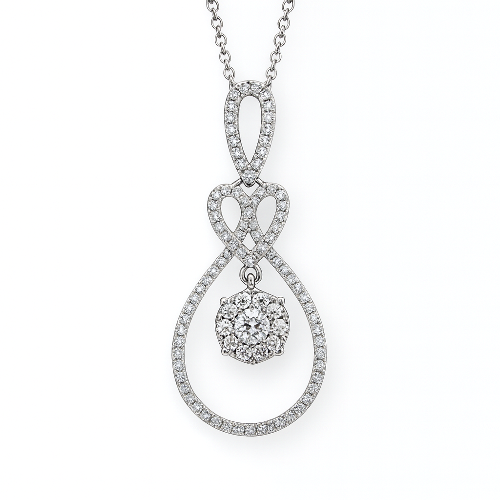 18K White Gold Diamond Pendant, 0.36ct