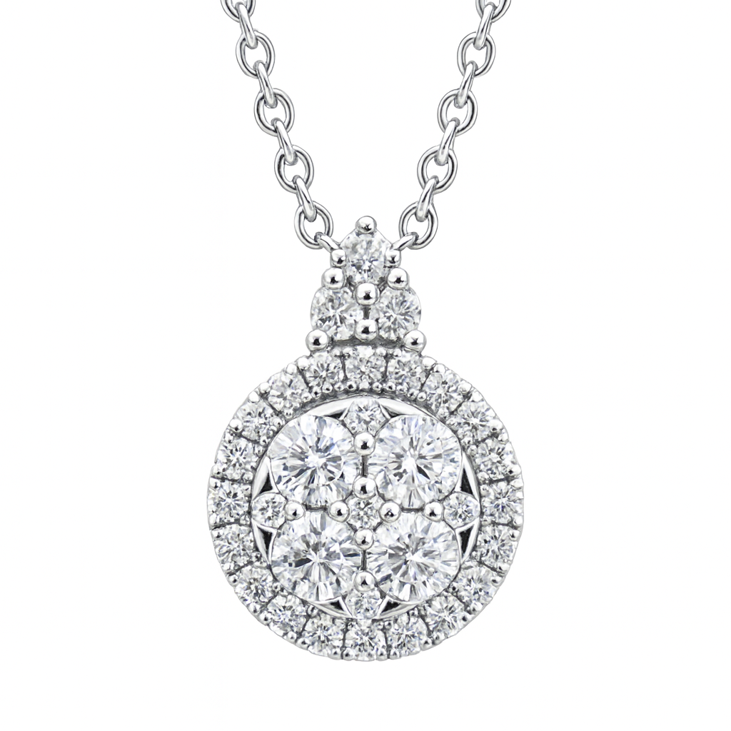 18K White Gold Diamond Pendant, 0.28ct