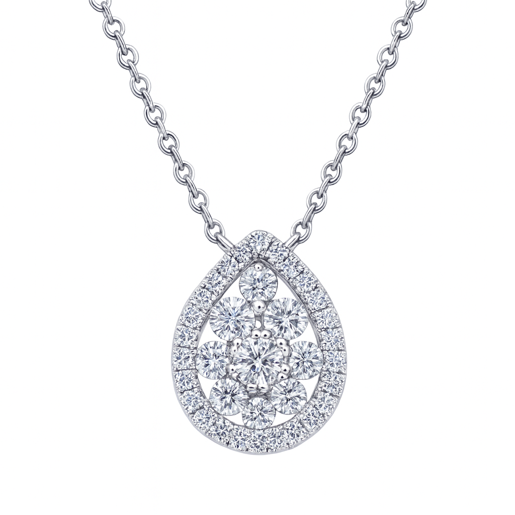 18K White Gold Diamond Pendant, 0.73ct