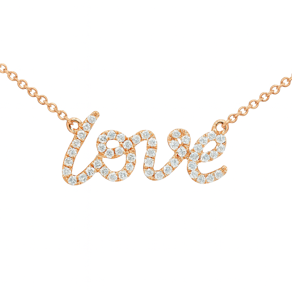 18K Rose Gold Diamond Love Pendant, 0.16ct