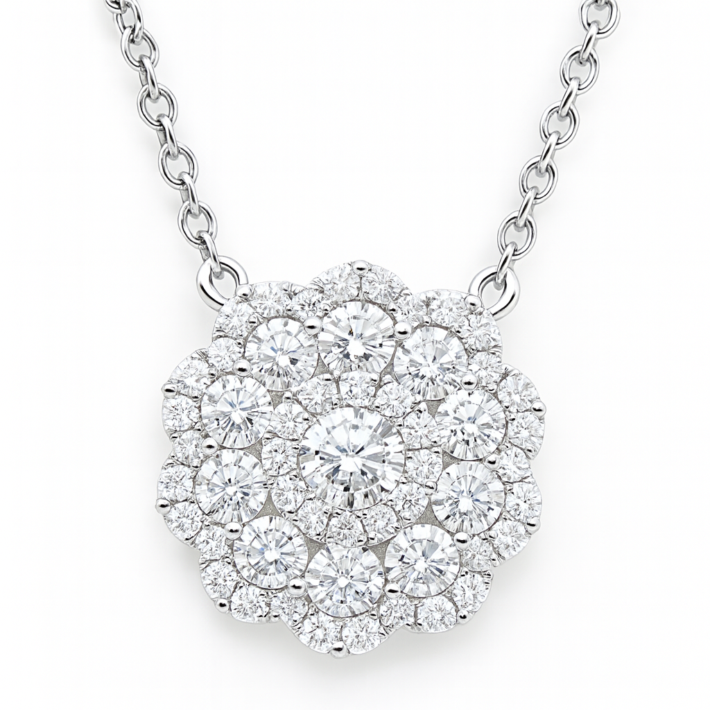 18K White Gold Diamond Pendant, 0.65ct
