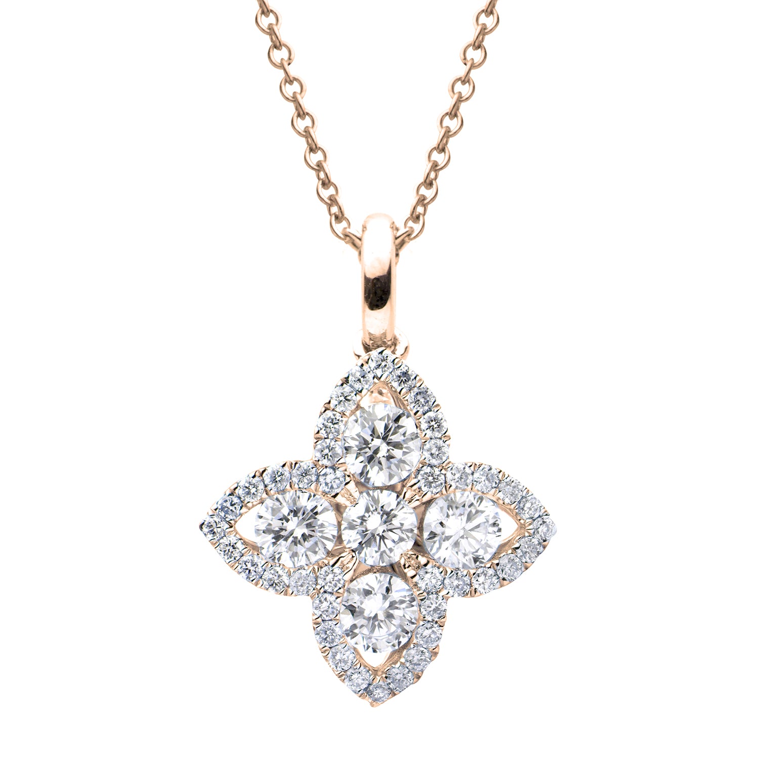 P053531-YG - Pendant 18KY/0.7G 5RD-0.35CT 40RD-0.11CT W/CHAIN