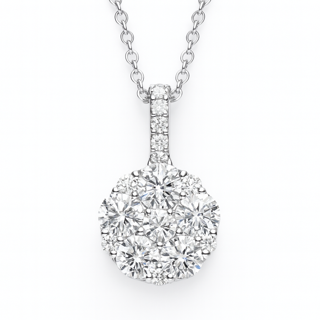 18K White Gold Diamond Pendant, 0.91ct