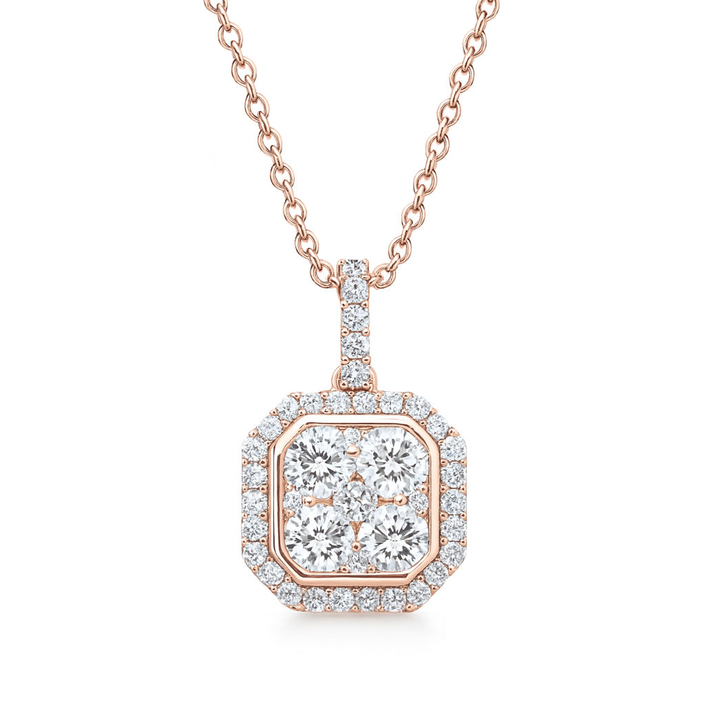 18K Rose Gold Diamond Pendant, 0.74ct
