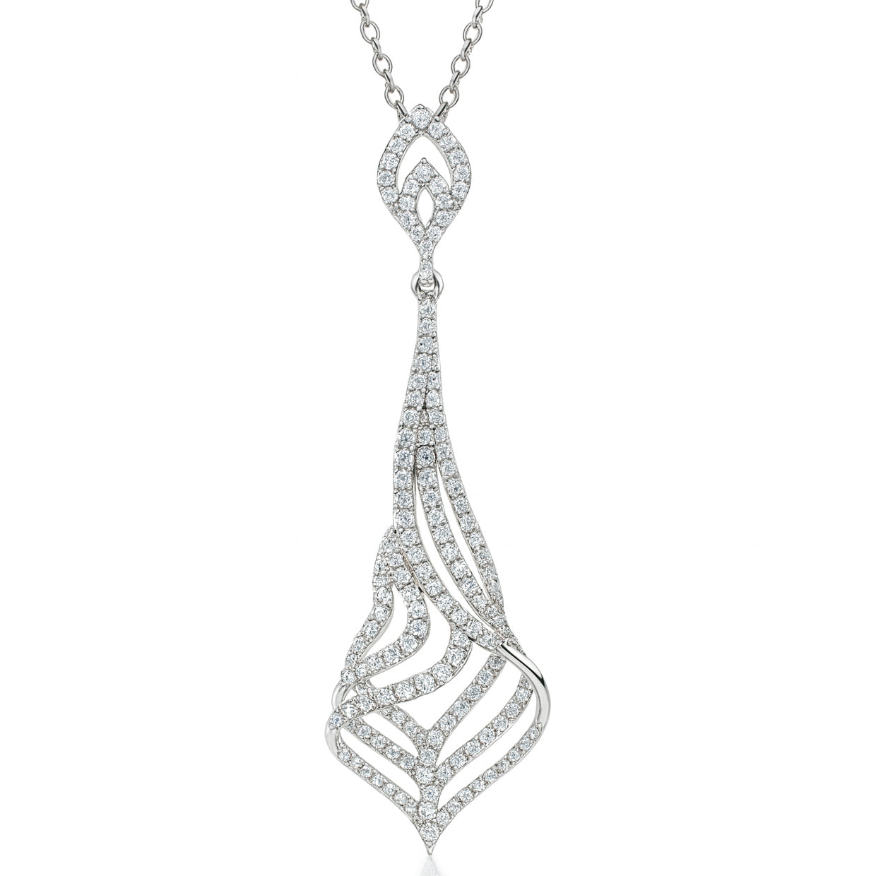 18K White Gold Diamond Pendant, 0.97ct