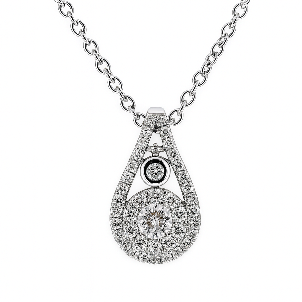 18K White Gold Diamond Pendant, 0.6ct