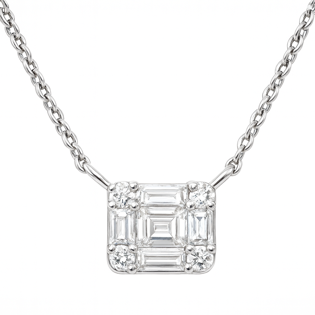 18K White Gold Diamond Necklace, 0.37ct