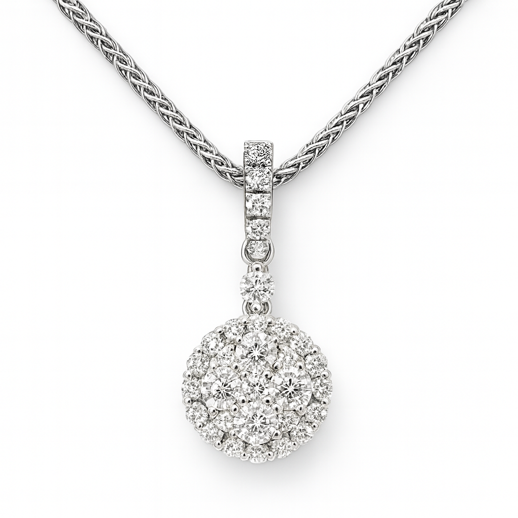 18K White Gold Diamond Pendant, 0.7ct