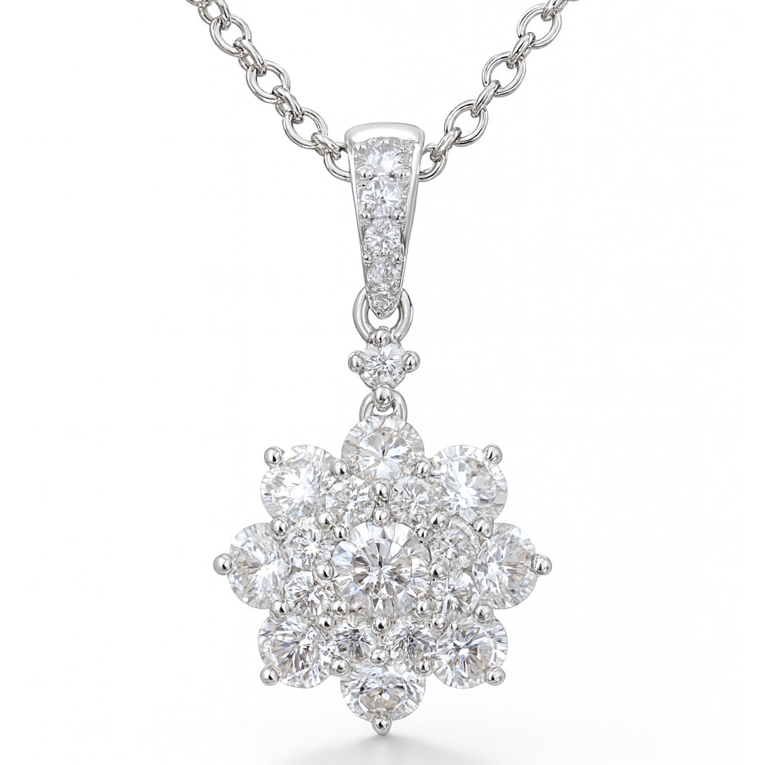 18K White Gold Diamond Pendant, 1.33ct