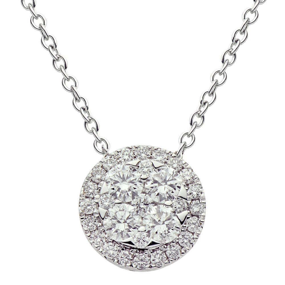 18K White Gold Diamond Illusion Pendant, 0.67ct