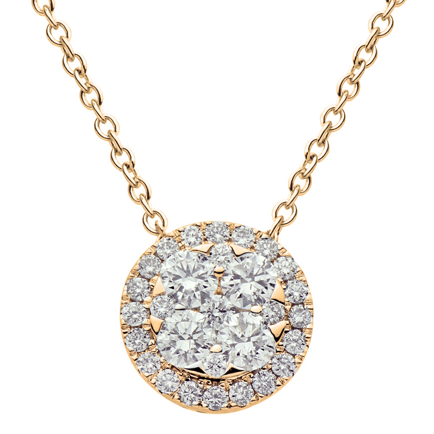 Pendant 18KY/1.1G 4RD-0.54CT 29RD-0.20CT 1.5CT-SIZE W/CHAIN