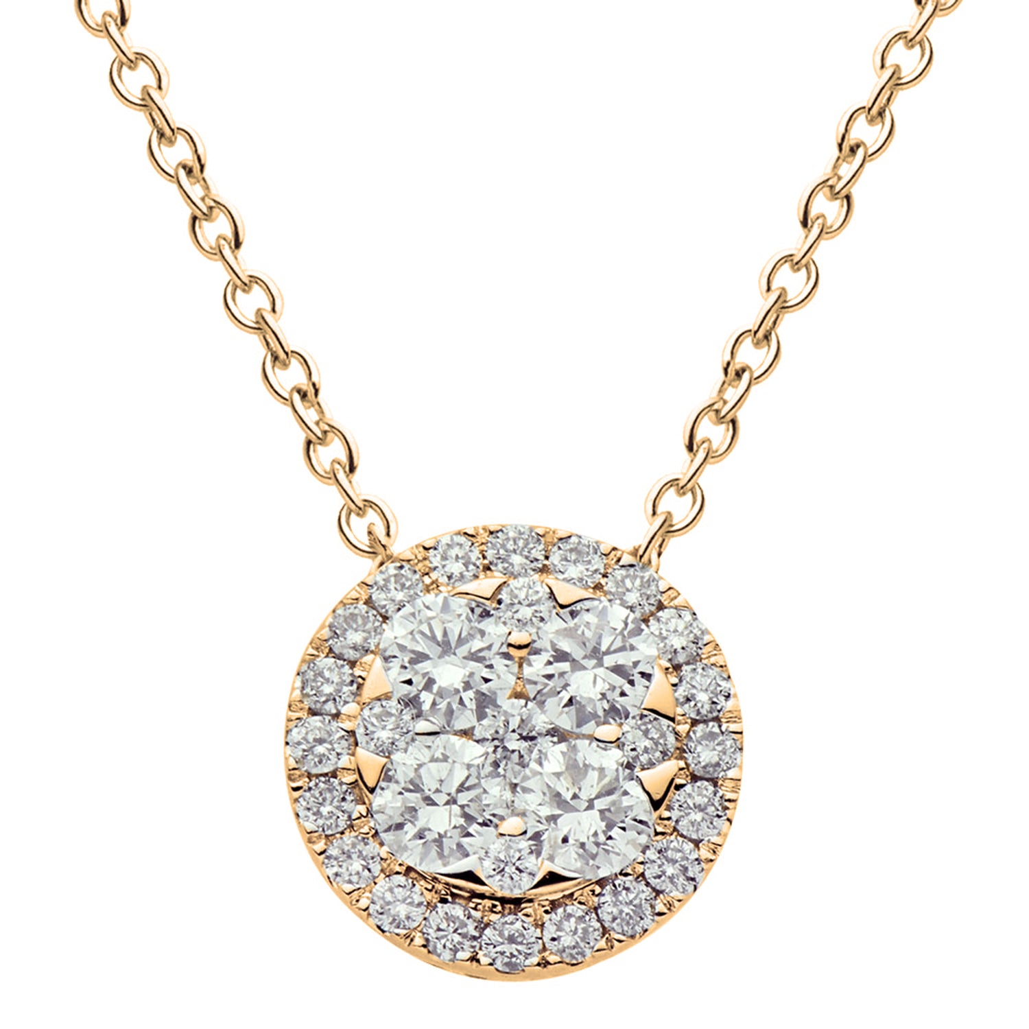 P054035Y - Pendant 18KY/1.1G 4RD-0.54CT 29RD-0.20CT 1.5CT-SIZE W/CHAIN